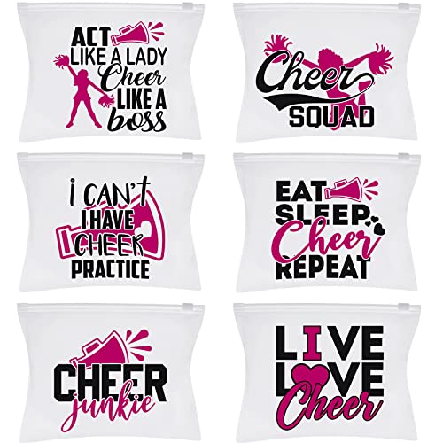 60 Pieces Cheer Makeup Bag Cosmetic Cheerleading Case for Girls Zipper Cheer Makeup Case Cheerleader Travel Pouch Portable Cheerleading Bag for Women Teammates Toiletry Accessories Gifts, 6 Styles