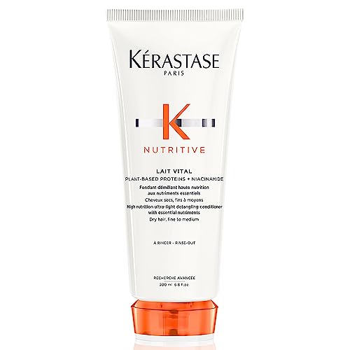 Kerastase Nutritive Lait Vital Hydrating Conditioner | Illuminates Shiny Hair and Easily Detangles | With Plant-Based Proteins & Niacinamide | For Fine to Medium Dry Hair | 6.8 Fl Oz