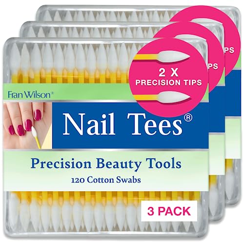 Fran Wilson NAIL TEES COTTON TIPS 120 Count (3 PACK) - The Ultimate Nail Tool, Multi-Purpose Double-sided Swabs with Pointed Ends for Precise Touch-ups and the Perfect At-Home Manicure & Pedicure