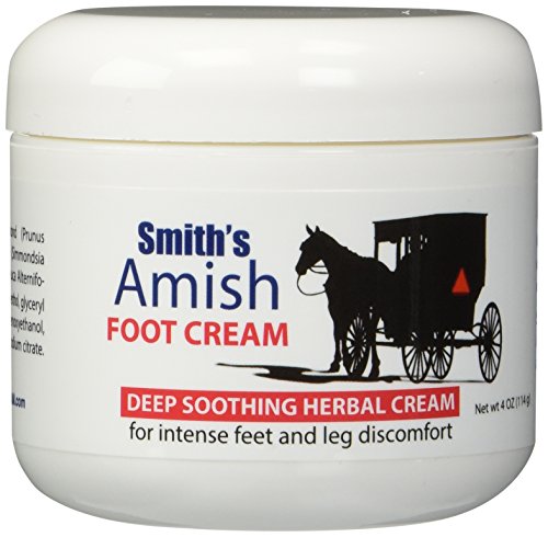 SMITH'S AMISH Foot Cream (4 oz.) Deep Soothing Herbal Cream for Intense Foot and Leg Discomfort including Burning, Cramping and Restlessness Sensations