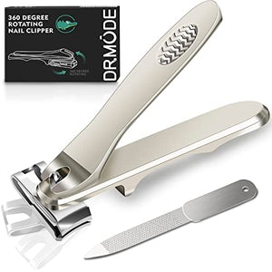 Nail Clippers for Men - DRMODE 360 Degree Rotary Toenail Clippers for Seniors with Long Handle Easy Grip,Ultra Sharp Heavy Duty Fingernail Clippers Large Nail Cutters Trimmer with Nail File
