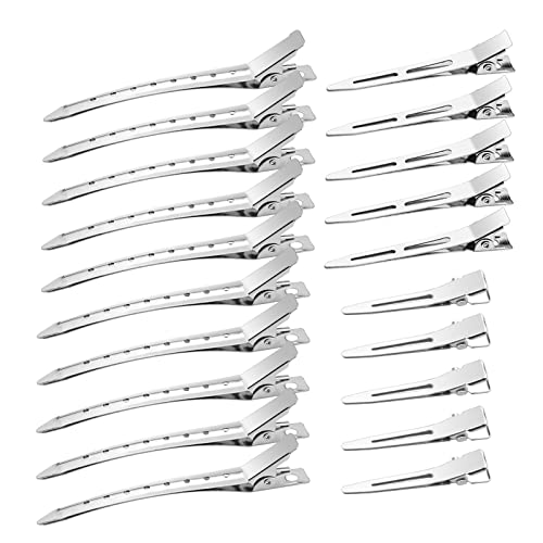 WILNAKWEL 40 Pcs Metal Duck Billed Hair Clips for Styling Sectioning,Silver for Women Long Hair, Alligator Curl Clips for Hair Roller,Salon,Bows DIY with Case