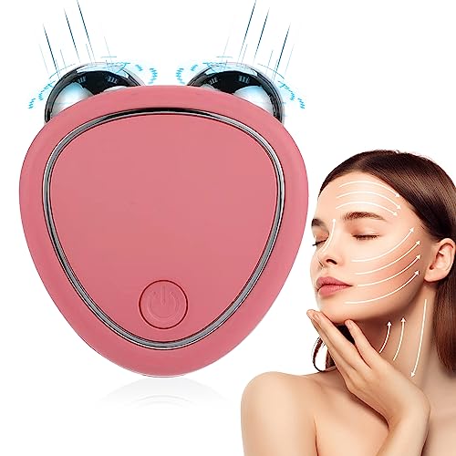 Microcurrent Face Device Roller, 2023 New Lift The Face and Tighten The Skin, USB Microcurrent Face Lift Skin Tightening Rejuvenation Spa for Facial Wrinkle Remover Toning Devic-(Pink) -Q01