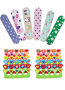 ZMOI 6 Pieces Colorful Girly Mini Emery Nail Files + 6 Pairs Heart Design Toe Separators Manicure/Pedicure Kit Kid Spa Party (Pack of 1)