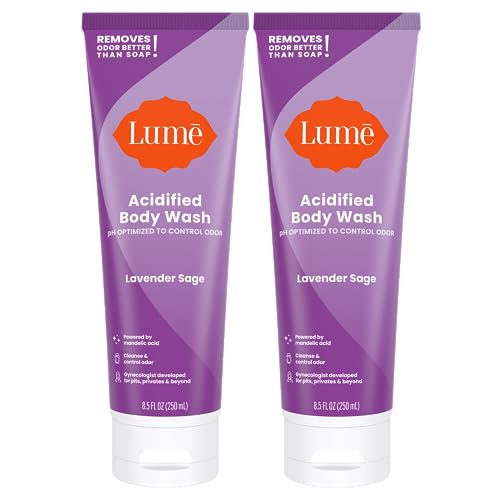 Lume Acidified Body Wash - 24 Hour Odor Control - Removes Odor Better than Soap - Moisturizing Formula - SLS Free, Paraben Free - Safe For Sensitive Skin - 8.5 ounce (Lavender Sage) 2 Pack