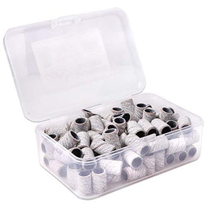 PANA 100 Pieces Nail Sanding Bands Professional Nail Manicure Great Fit for Nail Drill Bits for Acrylic Nails (180 Grit, Zebra)