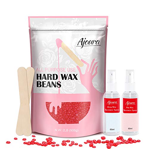 2LB Wax Beads for Hair Removal, Ajoura Hard Wax Beans (32oz) All In One Body Formula Brazilian Wax for Eyebrow, Facial, Bikini, Legs, Armpit, Back and Chest, Perfect Refill for Any Wax Warmer