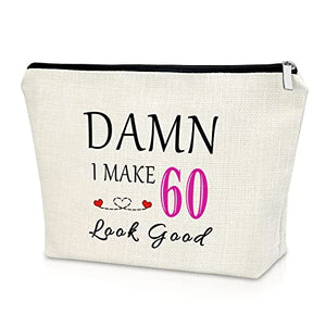 Sazuwu 60th Gifts Idea 60th Birthday Gift for Women Makeup Bag 60 Year Old Birthday Gifts for Grandmother Wife Aunt Cosmetic Bag Happy 60th Birthday Gifts Retirement Mother's Day Gift Christmas Gift