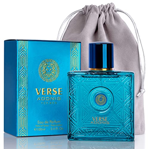 NovoGlow Verse Adonis for Men - 3.4 Fl. Oz. 100ml Men's Perfume Carrying Pouch - Refreshing Combination of Woody Floral & Fruity Scents - Masculine Scent Lasts All Day A Gift for Any Occasion