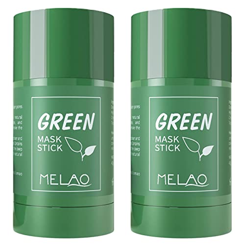 Green Tea Mask Stick for Face, Poreless Deep Cleanse Mask Stick, Blackhead Remover with Green Tea Extract, Deep Pore Cleansing, Moisturizing & Oil Control Green Clay Mask for All Skin Types(2PCS)