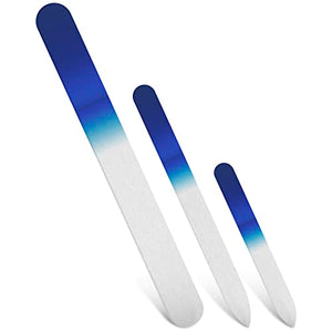 3Pcs Crystal Glass Nail File - Professional Nail File for Natural Nails Artificial Nail File Set for Women Crystal Nail File Baby - Manicure Pedicure Salon Nail File Glass - Nail File and Cuticle Pusher