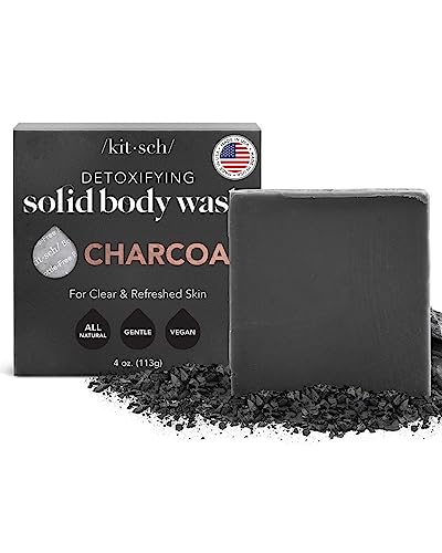 Kitsch Detoxifying Charcoal Body Wash Bar | Made in US | All Natural Body Wash | Paraben Free | Sulfate free Body Wash for Women and Men | Moisturizing Body Wash Bar | Zero Waste | 4 oz