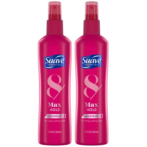 Suave Hair Spray Max Hold Unscented - Long-Lasting Non-Aerosol Holding Spray for Women and Men, Maximum Hold for Volume and Control, Frizz-Free Hairspray with Extra Hold, 11 Oz Ea (Pack of 2)