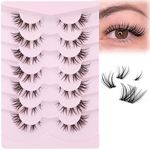 Focipeysa False Eyelashes Cluster Lash that Look Like Lashes Extension Natural Look Lashes Clusters Wispy Faux Mink Lashes