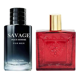 Lomitin Savage Pour Home & Lion Versatile Red Flame Cologne for Men, Eau De Toilette Natural Spray, (Inspired by Sauvage & Versase Red Flame) 3.4oz Fl Oz/100ml each