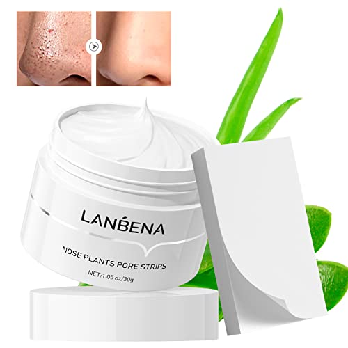 LANBENA Blackhead Mask with 60 pcs Strips, Blackhead Remover Peel pff Mask, Nose Plants Pore Cleanser Purifying Face Mask(1.05oz/30g)