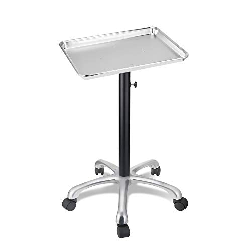 Salon Tray with Metal Feet, Height Adjustable Salon Tray on Wheels, Hair Color ServiceTray Durable and Non-Rusting