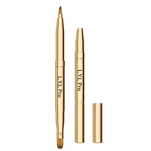 L.Y.L Pro Gold [Retractable Double-Ended Travel Lip Makeup Brush For Lip]stick Gloss Makeup [Brush] for Christmas Gifts