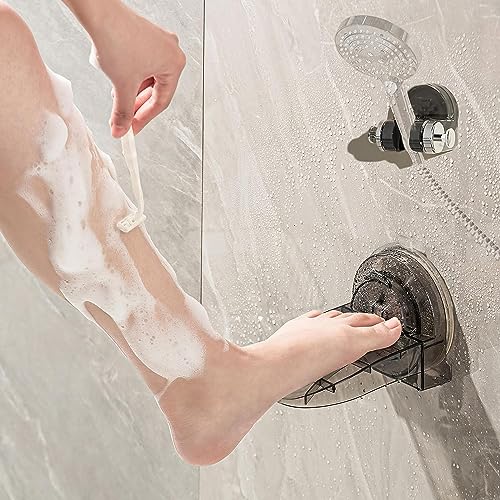 TEARA Non-Slip Shower Foot Rest - No Drilling Required, with Powerful Suction Cups,Reusable and Suitable for Shaving Legs, Foot Rest Shower Stool,Foot Stand for Inside Shower(Black)