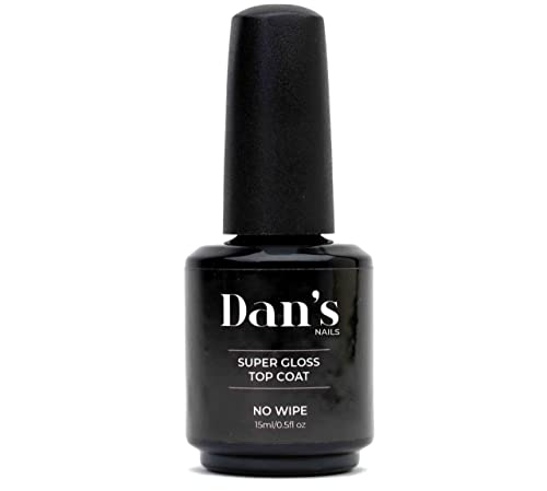 Dan's Nails - 15ml Top Coat Gel Nail Polish No Wipe High Gloss Soak Off UV/LED Shine Finish, Long-Lasting Sealer