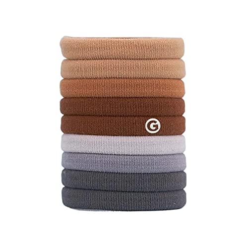 Gimme Beauty - Any Fit No Damage Hair Ties - Neutrals - Seamless Microfiber Elastics - Hair Accessories With All Day Hold - No Snagging, Dents, or Breakage Hair Tie Pack (9 count)