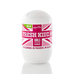 Fresh Kidz Roll On Deodorant for Kids and Teens - Baking Soda and Aluminum-free 24 Hour Protection for Sensitive Skin - Girls "Pink" 1.86 fl.oz.