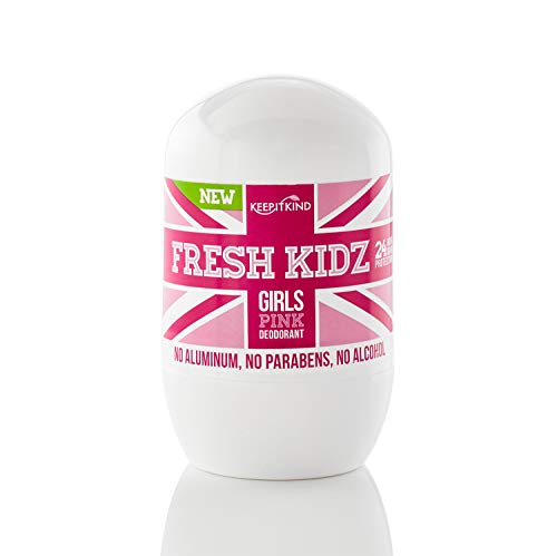 Fresh Kidz Roll On Deodorant for Kids and Teens - Baking Soda and Aluminum-free 24 Hour Protection for Sensitive Skin - Girls 