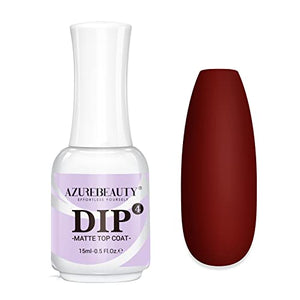 AZUREBEAUTY Matte Dip Powder Top Coat, 15ML Newly Developed No Need Nail Lamp Professional Matte Coat Dipping Powder Liquid Fast Drying for Nail Dip Manicure 0.5 fl oz