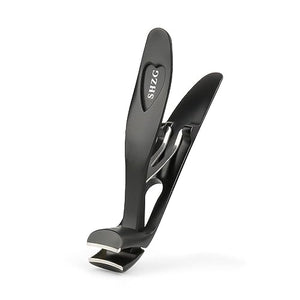 SHZG Large Nail Clippers Wide Jaw Opening, Sharp Angled Head Fingernail Toenail Clippers for Men and Women Easy Reach Your Nails (Black)