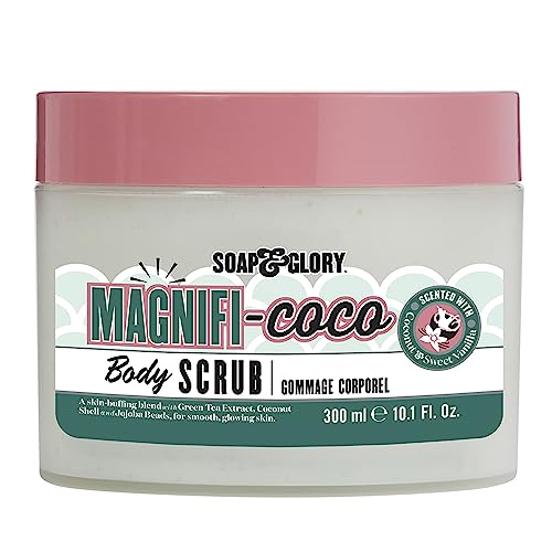 Soap & Glory Magnificoco Buff and Ready Coconut Body Scrub - Smoothing & Buffing Body Scrub - Coconut Scented Body Polish - Brightening Body Scrub with Green Tea Extract (300ml)