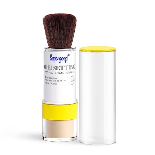 Supergoop! (Re)setting 100% Mineral Powder, Translucent - 0.15 oz - Makeup Setting Powder + Broad Spectrum SPF 35 PA+++ Sunscreen - With Ceramides, Olive Glycerides & Coated Silica Spheres