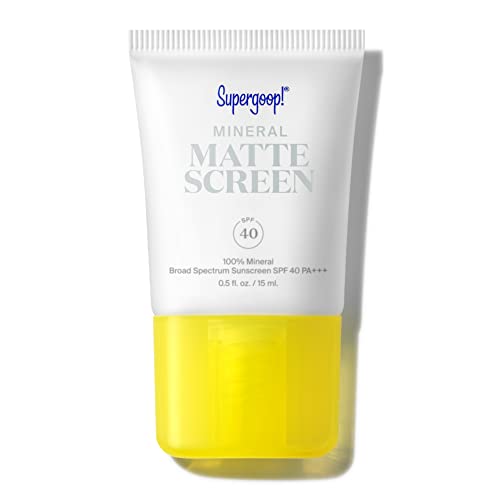 Supergoop! Mineral Mattescreen (SPF 40) - 15 mL - 100% Mineral, Oil-Free Broad Spectrum Sunscreen - Smooths Skin’s Appearance, Minimizes Pores & Controls Shine - Water & Sweat Resistant