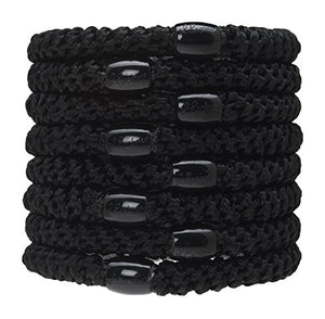 L. Erickson Grab & Go Ponytail Holders, Black, Set of Eight - Exceptionally Secure with Gentle Hold