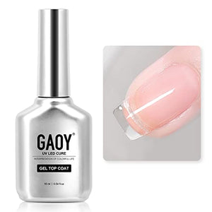 GAOY 16ml 2 Pcs Gel Top Coat and Base Coat Set for UV Gel, 60g Milky Pink Poly Nail Gel and Dual Forms Bundle