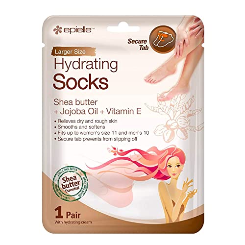 Epielle Hydrating Foot Masks (Socks 6pk) for foot cracked and dry heel to toe and callus Spa Masks - Shea butter + Jojoba Oil + Vitamin E Moisturize, Mothers Day GIfts
