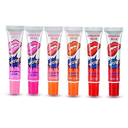 FENGZHAO 6 Colors Tattoo Magic Color Lip Stain Tint Long Lasting Lip Gloss Sets for Women Peel Off Colored Matte Sexy Colors