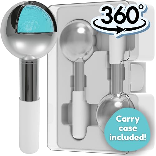 Ice Globes for Facials by Eli with Love - 360 Rotating Unbreakable Steel Ice Globes with Carry Case - Professional Esthetician Supplies - Ice Roller for Face and Eyes - Ideal Skincare Tool for Facials