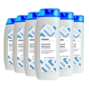 Amazon Brand - Solimo 2-in-1 Dandruff Shampoo & Conditioner, Gentle and pH Balanced, 14.2 Fl Oz (Pack of 6)