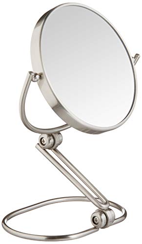 JERDON 6-Inch Folding Travel Mirror - Magnifying Makeup Mirror with 10X Magnification - Nickel Finish - Model MC450N