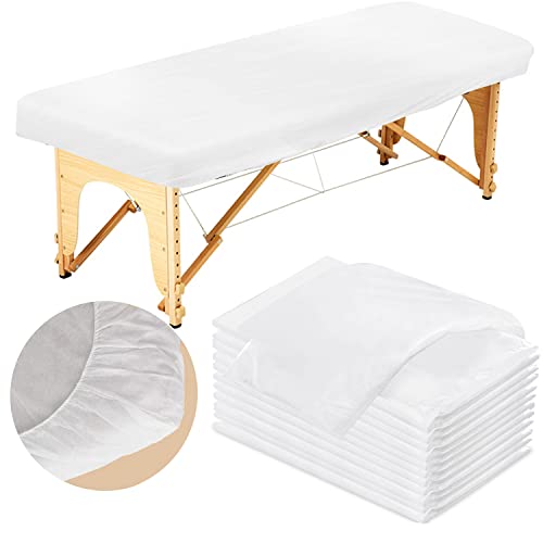 Noverlife 25PCS Disposable Fitted Massage Table Sheets Spa Bed Covers, Breathable Non Woven Fabric Massage Table Protective Cover, Single Use for Beauty Salon Facial Body Skincare Treatments