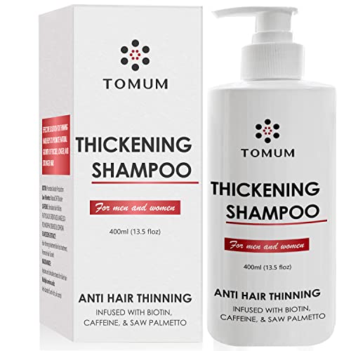 TOMUM Biotin Hair Growth Shampoo for Men and Women - Treatment for Thinning Hair and Hair Loss - Biotin ,Caffeine & Saw Palmetto Enriched Formula for Hair Thickening and Hair Regrowth - DHT Blocker Thickening Shampoo for Fuller, Healthier Hair 13.5 Fl Oz