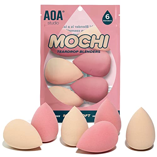 AOA Studio Collection Makeup Mochi Sponge Set Blender Latex Free and High-definition of 6 For Powder Cream Liquid Wonder Beauty Cosmetic (6 Count)
