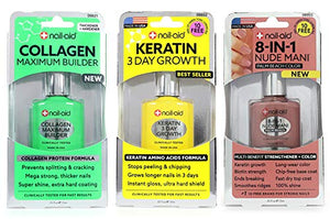 Nail-Aid 3pk Of Collagen Base + Keratin Growth + 8-in-1 Palm Beach, Neutral, N/A, 1.65 Fl Ounce