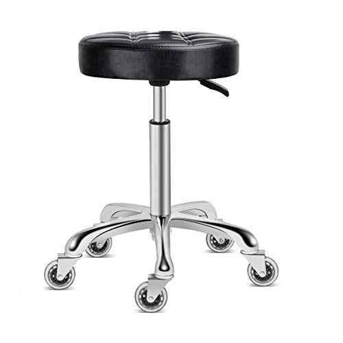KARRIE Swivel Stool Chair Adjustable Height,Heavy Duty Hydraulic Rolling Metal Stool for Kitchen,Salon,Bar,Office,Massage