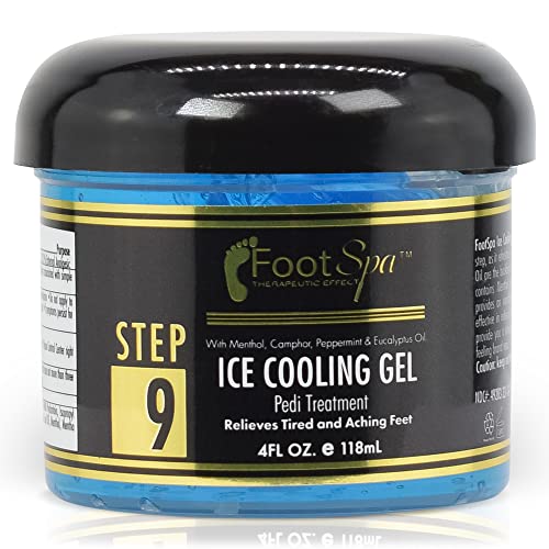 FOOT SPA - Massage Cooling Gel for Pedicure Treatment with Menthol, Camphor, Peppermint and Eucalyptus Oil, Professional Strength Foot and Leg Ice Cooling Gel Therapy, Relives Tired Aching Feet, 4 oz