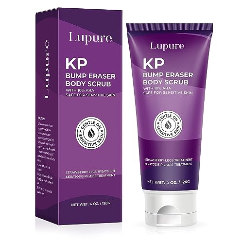 Keratosis Pilaris Bump Eraser Body Cream: Lupure Upgraded KP Bump Eraser Body exfoliator for Strawberry Skin Exfoliating and Treatment with 10% Lactic Acid (AHA) - 4 Oz