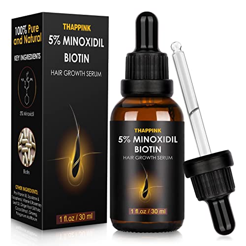 Minoxidil 5% Hair Growth Serum Oil Biotin Hair Regrowth Treatment for Scalp Hair Loss Hair Thinning for Men Women 1 fl.oz
