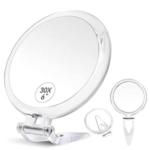 30X Magnifying Mirror, 30X/1X Two Sided Hand Mirror,Travel Mirror for Precise Makeup Applications,Tweezing, and Blackhead/Blemish Removal?6 Inch