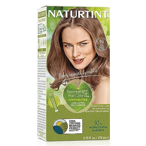 Naturtint Permanent Hair Color 6G Dark Golden Blonde (Pack of 1), Ammonia Free, Vegan, Cruelty Free, up to 100% Gray Coverage, Long Lasting Results