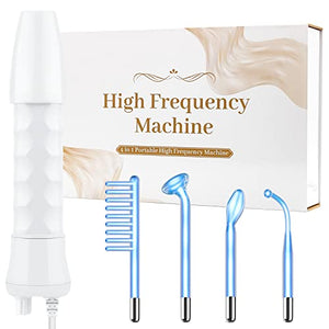 High Frequency Facial Wand - Uaike Portable Handheld Blue High Frequency Skin Facial Machine at Home - Skin Face Wand Device with 4 Different Blue Glass Tubes